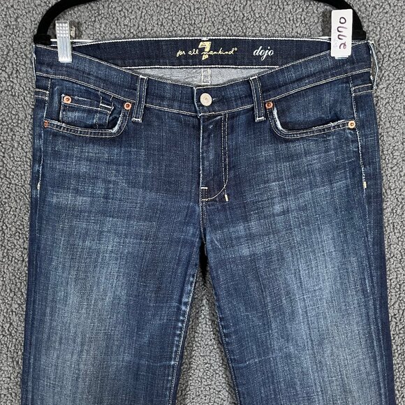 7 For All Mankind Dojo Flare Wide Leg Jeans - Women's Size 30 - Blue - Picture 2 of 9